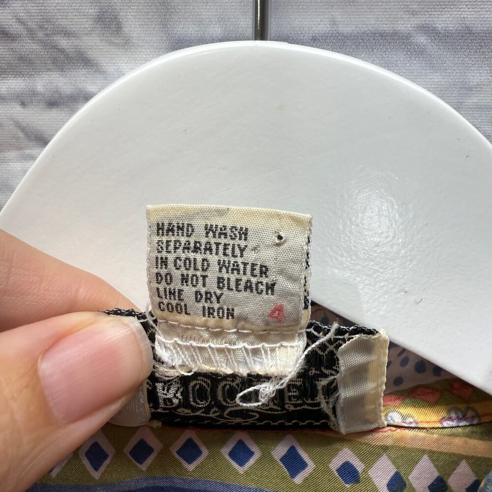 Vintage Croquet Club Short Sleeve Silk Blouse Size M Yellow Floral Boho Cottage - Picture 4 of 5